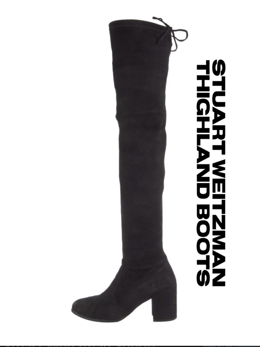 Stuart Weitzman Suede Black Over-the-Knee Thigh Boots